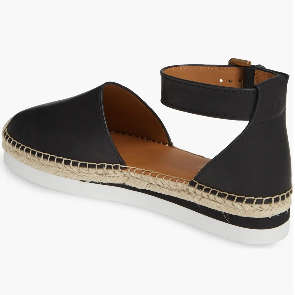 NIB See By Chloe Glyn Leather Espadrille with Ankle Strap - Size 8